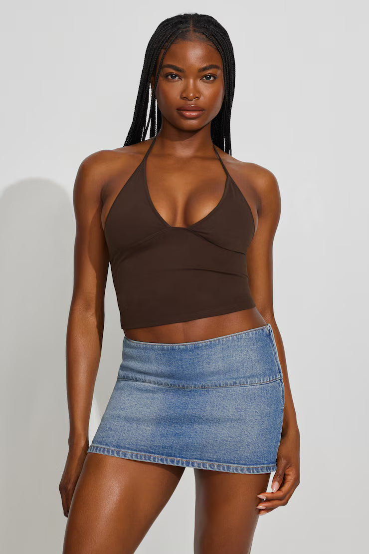 Low Rise Denim Mini Skirt