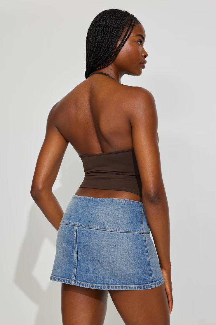 Low Rise Denim Mini Skirt