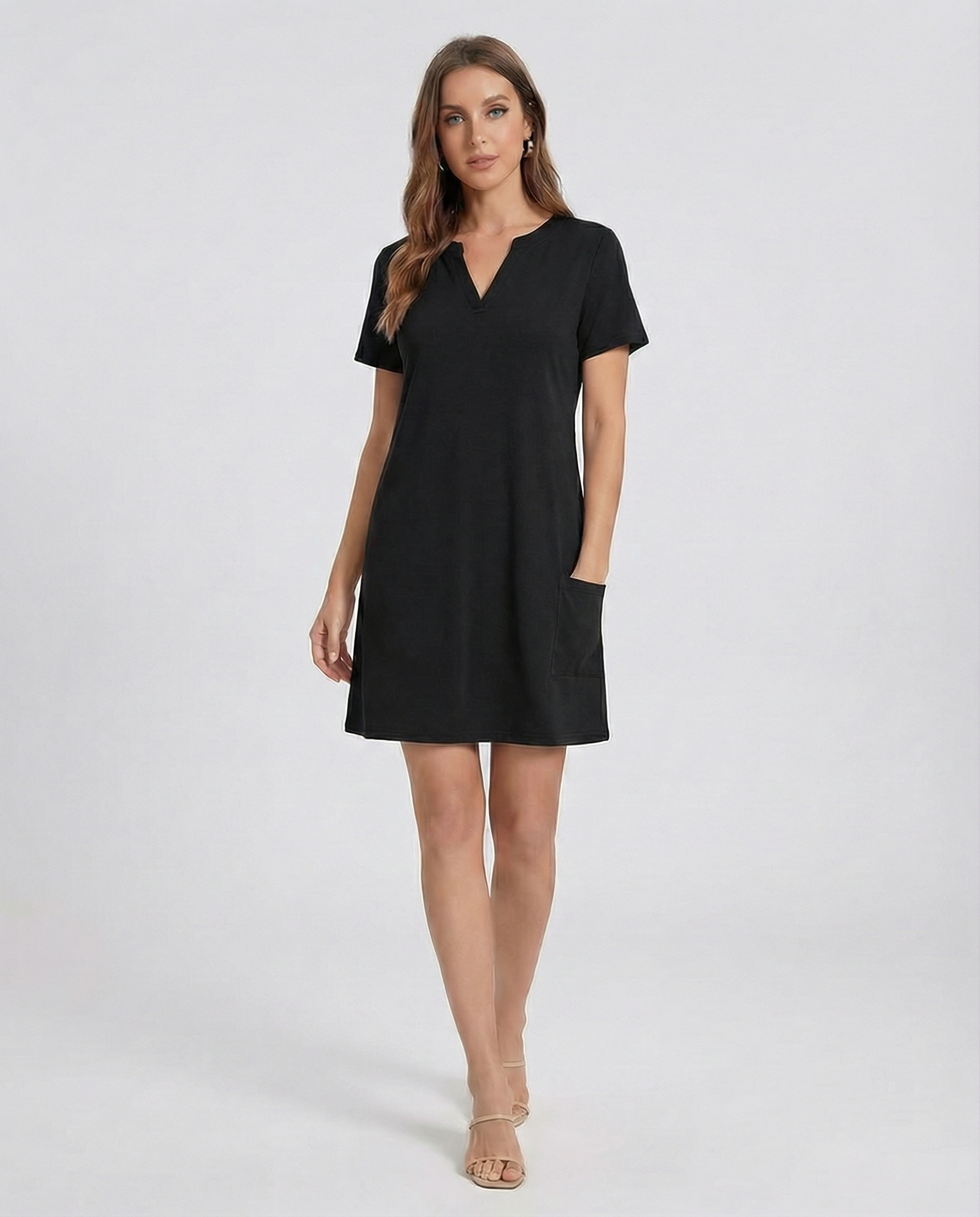 Printed V-Neck Mini Dress