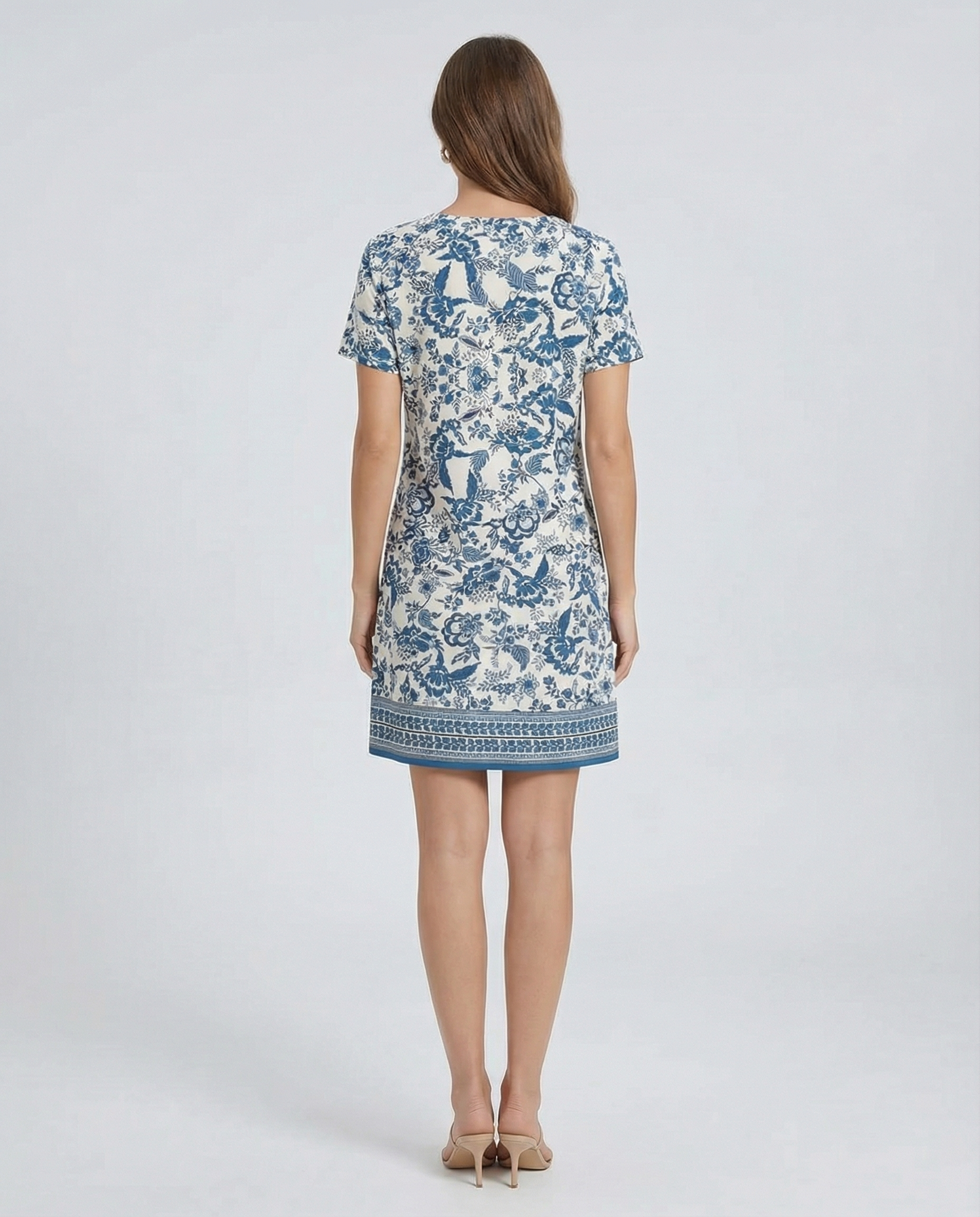 Printed V-Neck Mini Dress