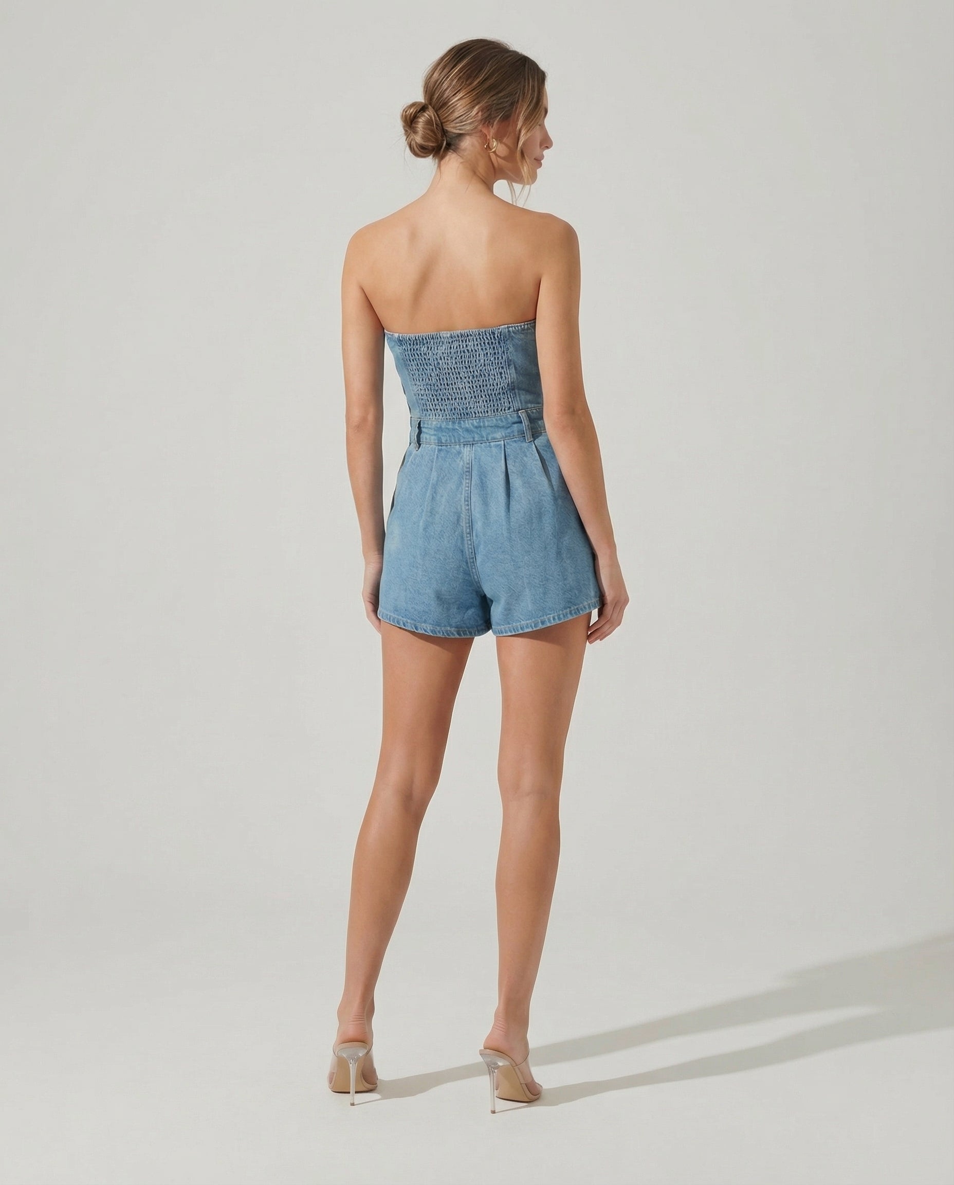 Strapless Denim Romper