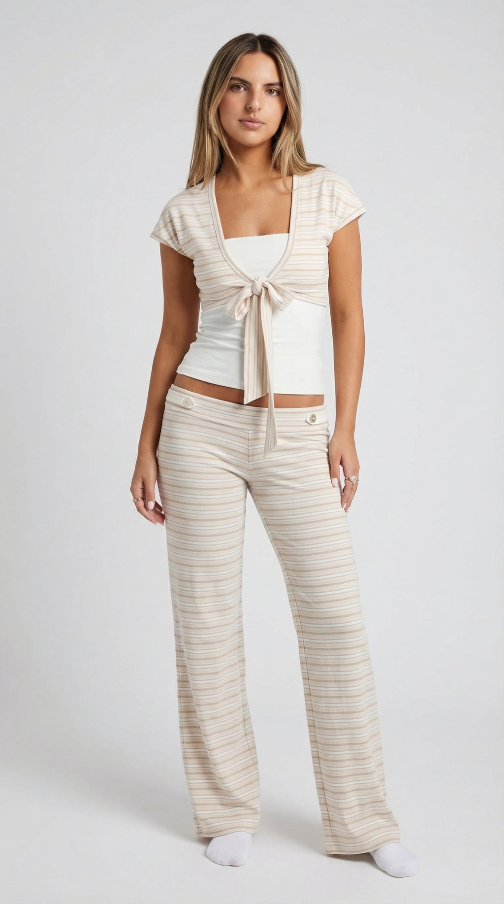Striped Tie-Front Lounge Set
